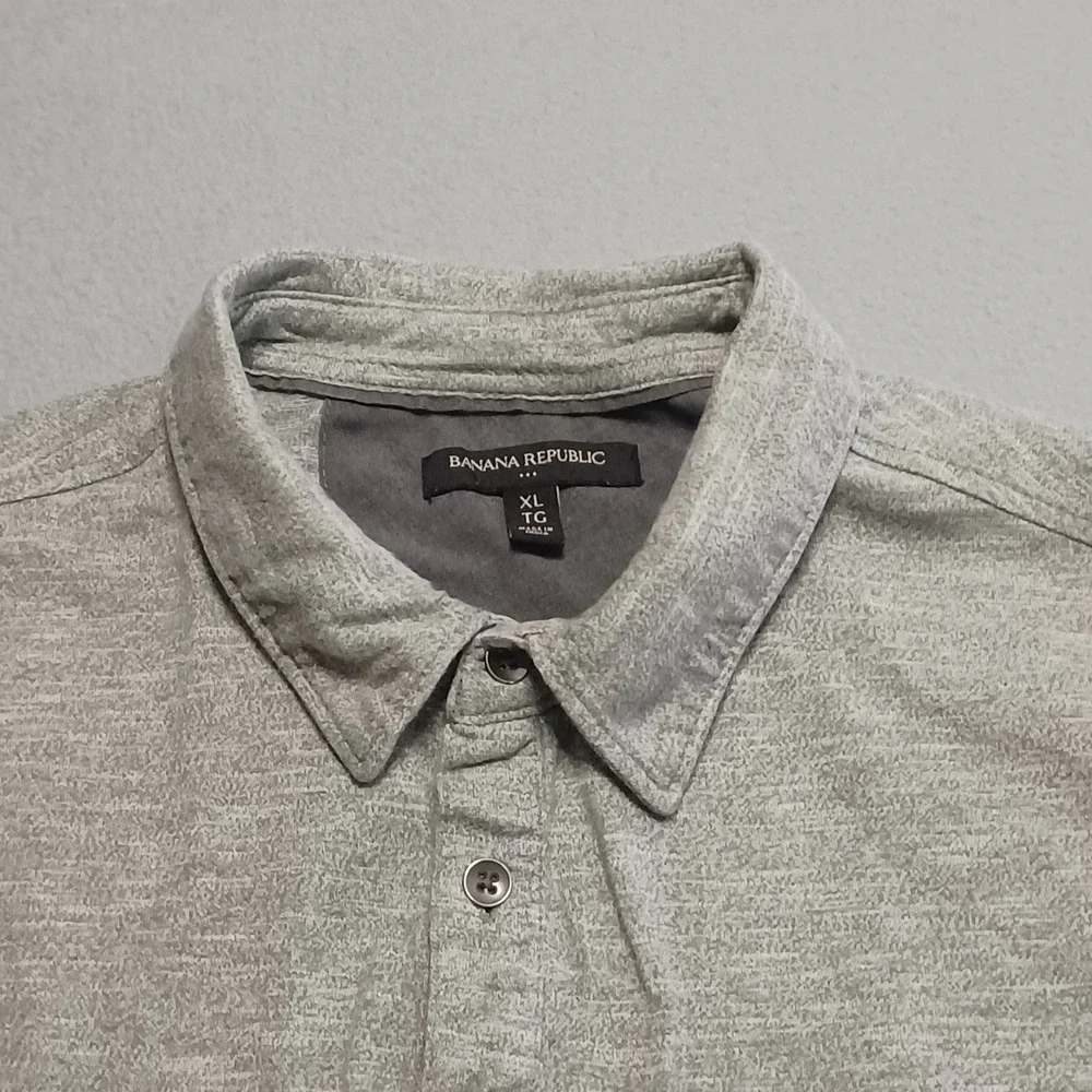 Banana‎ Republic Polo Shirt Mens XL Gray Long Sleeve Jersey Cotton Casual Top